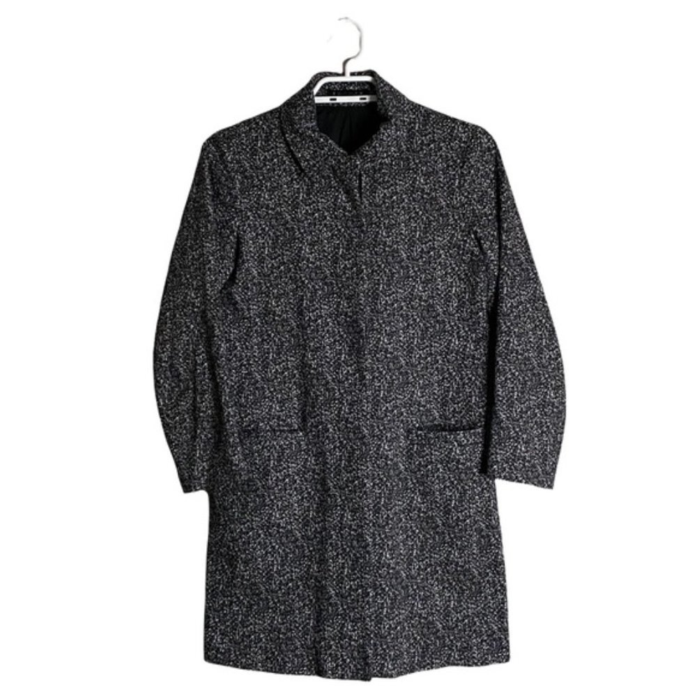 Theory Women's Destana Tweedy Charcoal Longline Button Coat